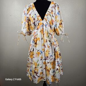 Abercrombie & Fitch Women’s XLT‎ TALL Floral Puff Sleeve Midi Dress w/ Pockets